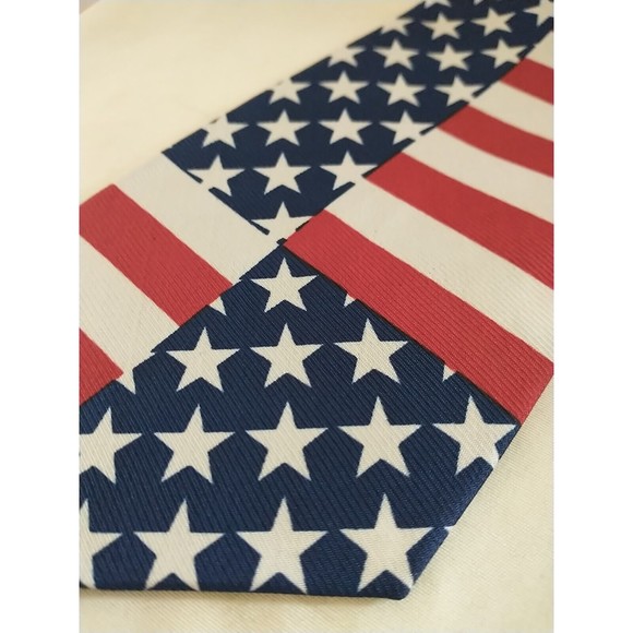 American Flag Patriotic Neck Tie Stars & Stripes  Red White Blue USA - Picture 3 of 5